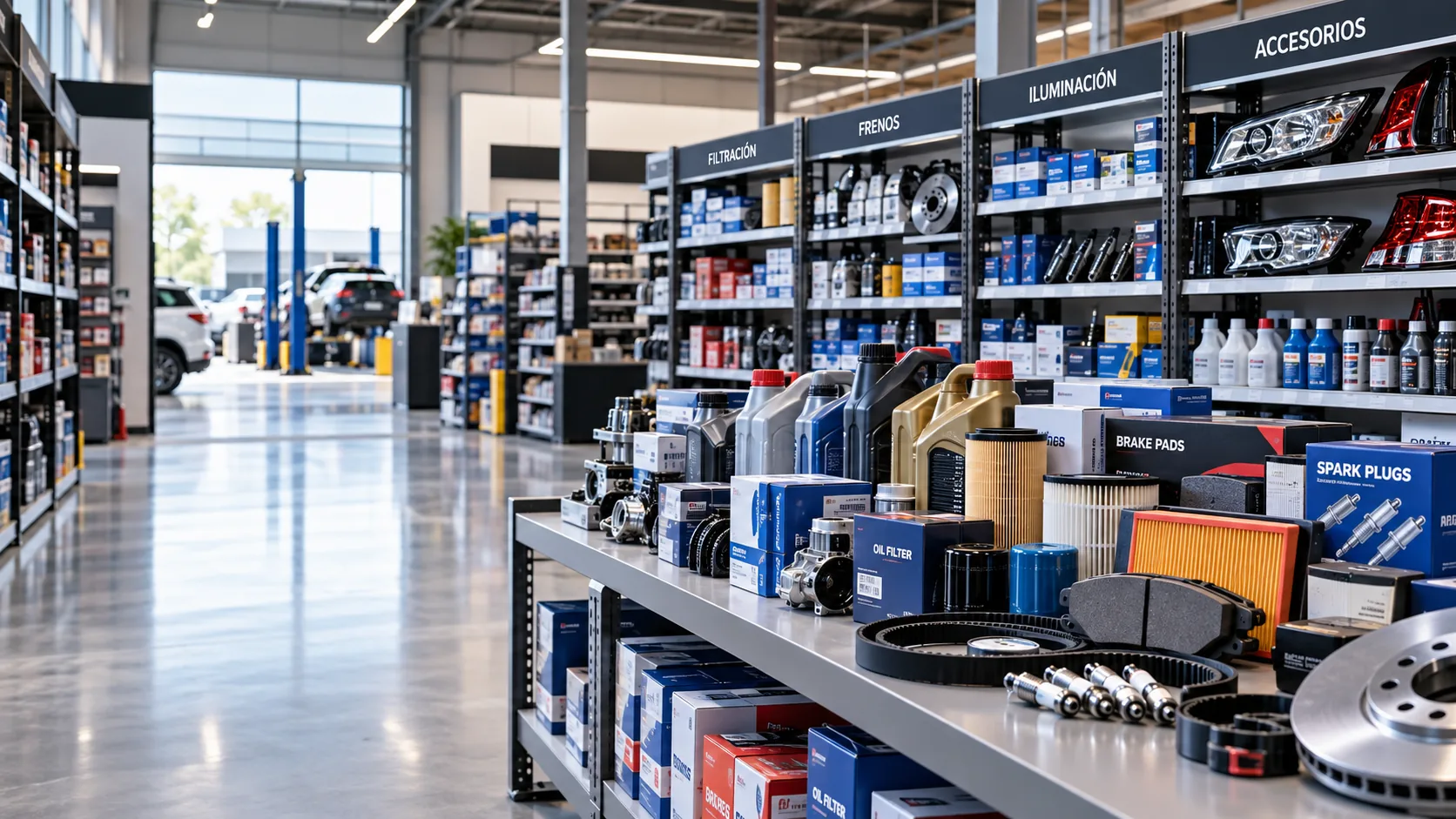 Anaqueles de refacciones y accesorios automotrices
